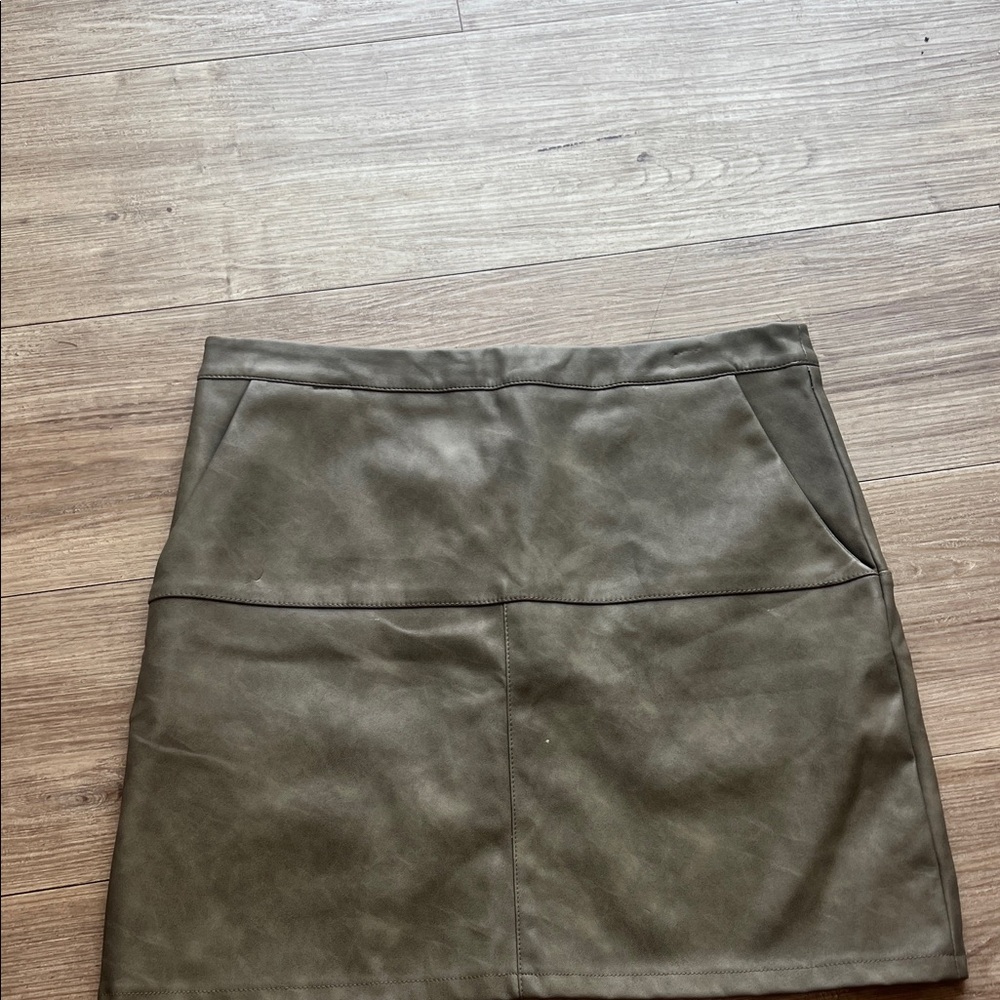 Stella Luce Olive Faux Leather Mini Skirt